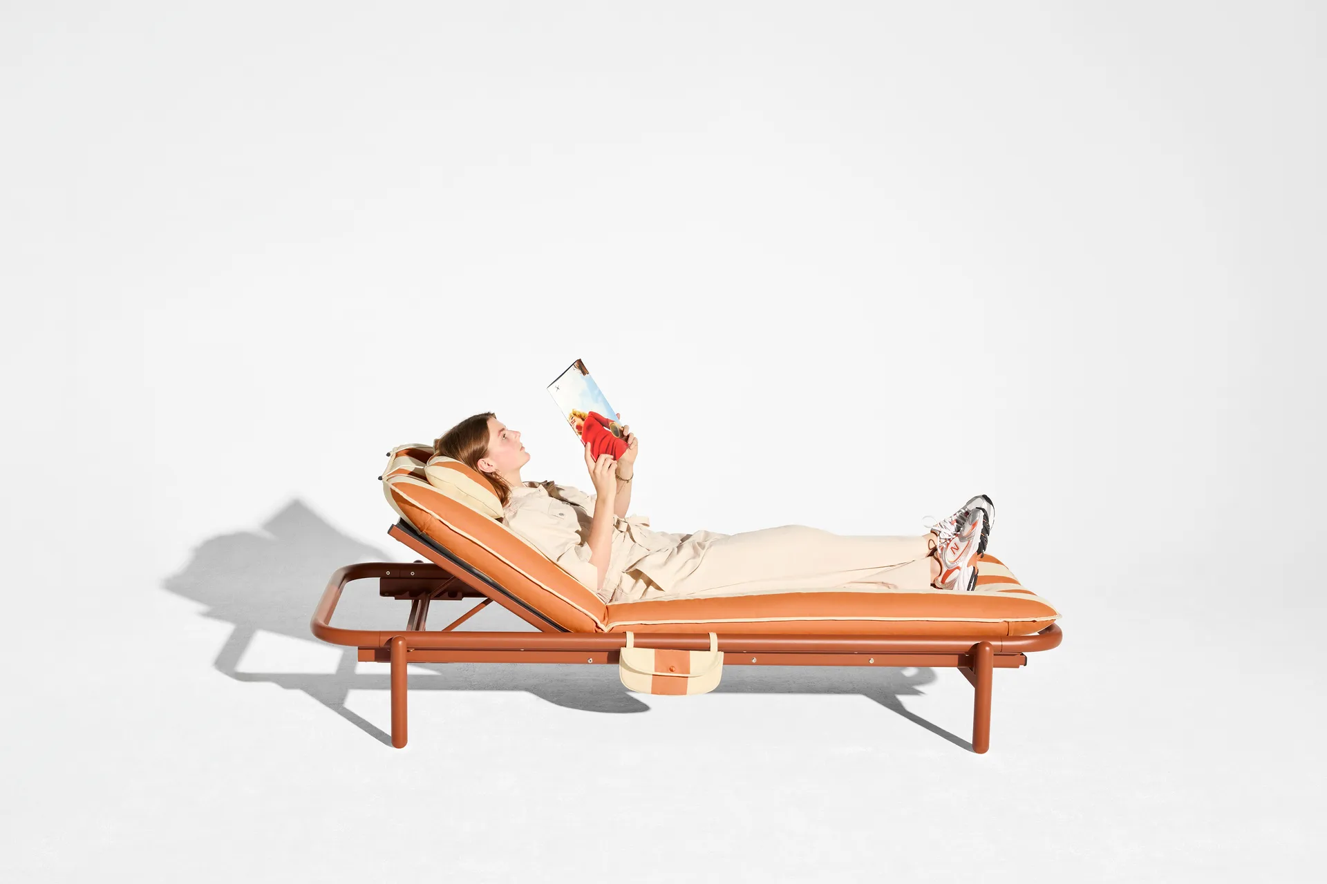 Sunbun dagbädd, Terracotta-stripe orange, 212x97x39 cm Fatboy