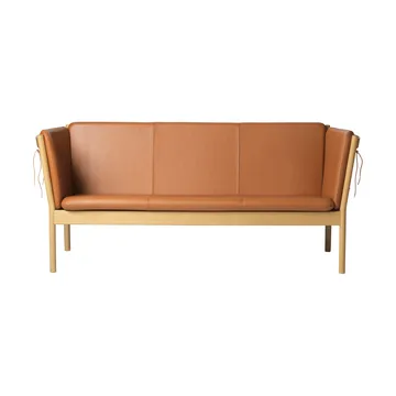 J149 soffa - Läder cognac-lackerad ek, 3-sits - FDB Møbler