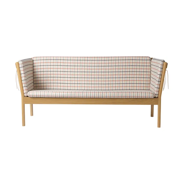 J149 soffa - Tyg röd-lackerad ek, 3-sits - FDB Møbler