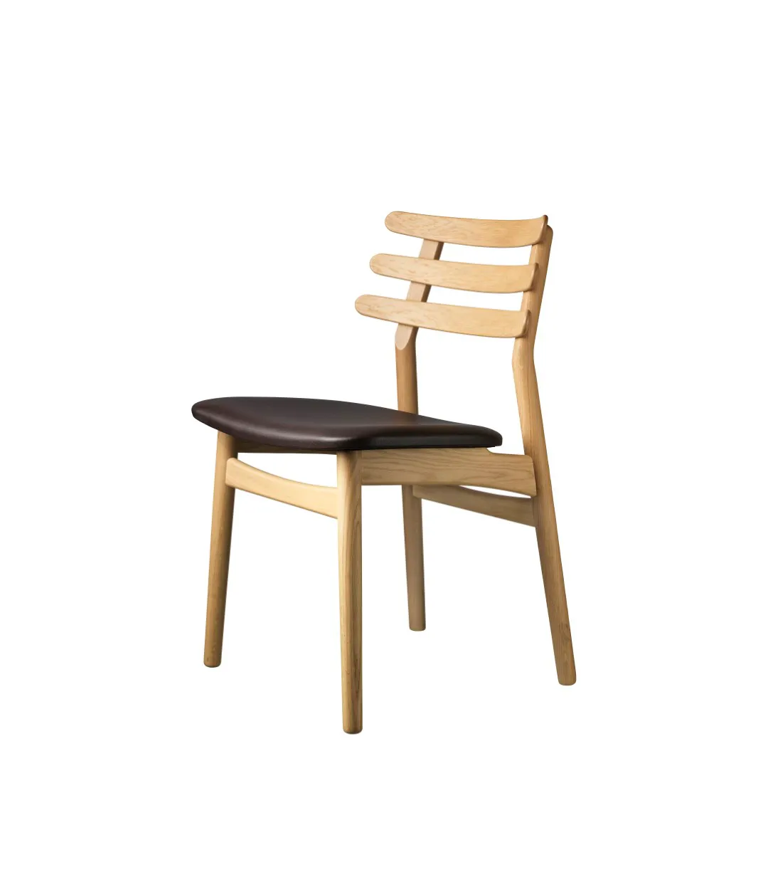 J48 stol, Oak nature lacquered-dark brown leather FDB Møbler