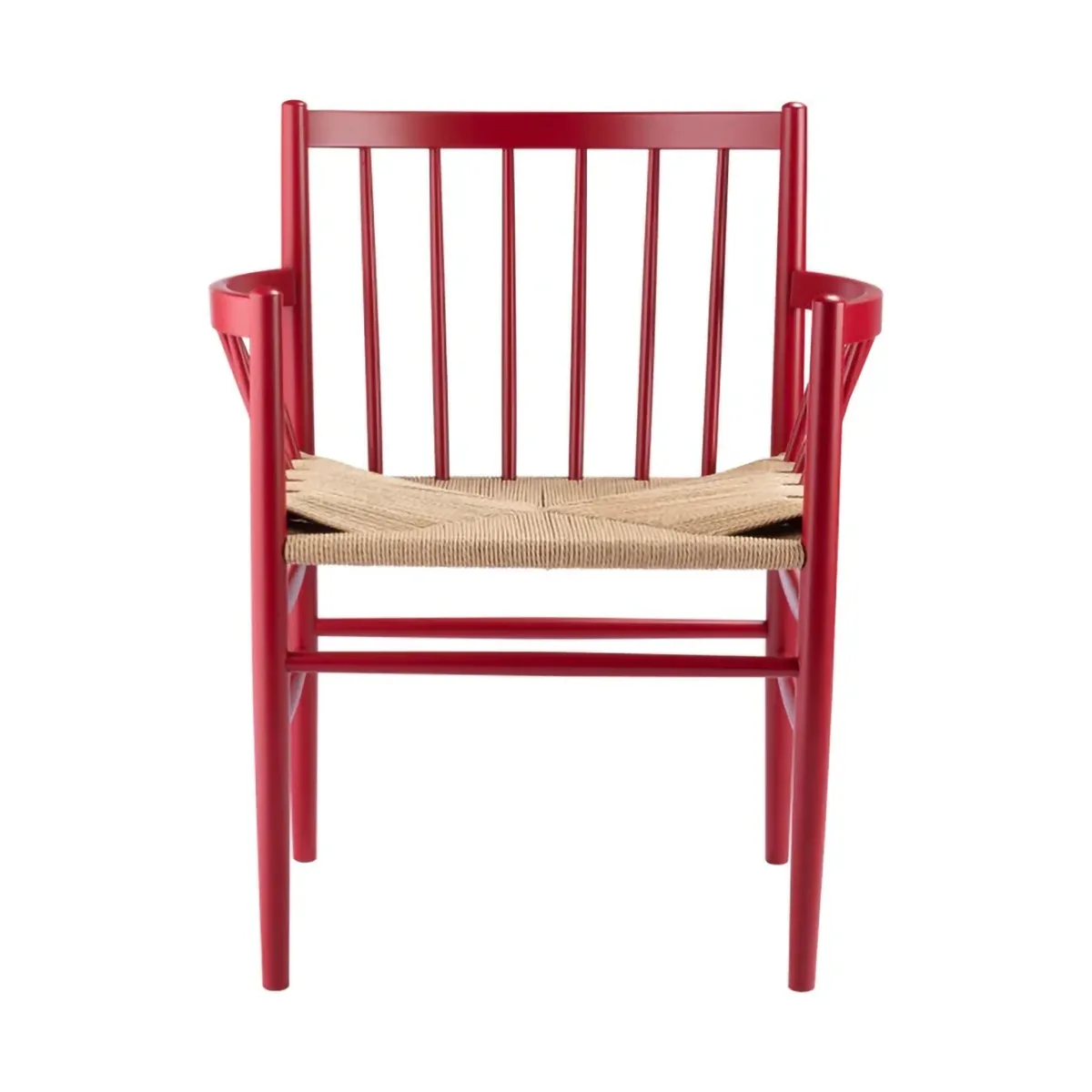 J81 karmstol, Ruby red beech-paper cord FDB Møbler