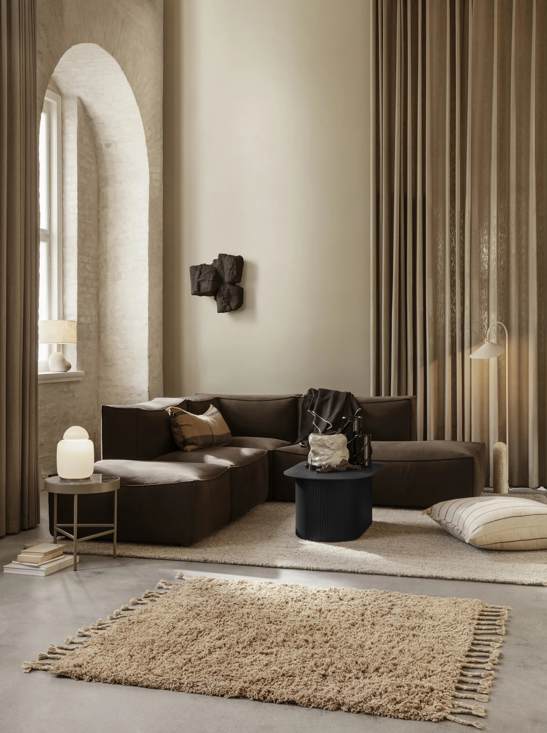 Amass long pile matta 140x140 cm, White Pepper Ferm Living