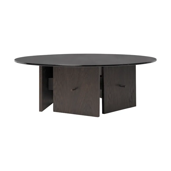 Aukko soffbord - Mörkbetsad ek, glas, Ø90x32 cm - Ferm Living