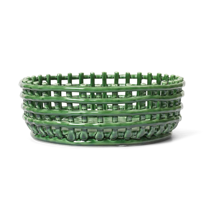 Ceramic flätad skål - Emerald Green - Ferm Living