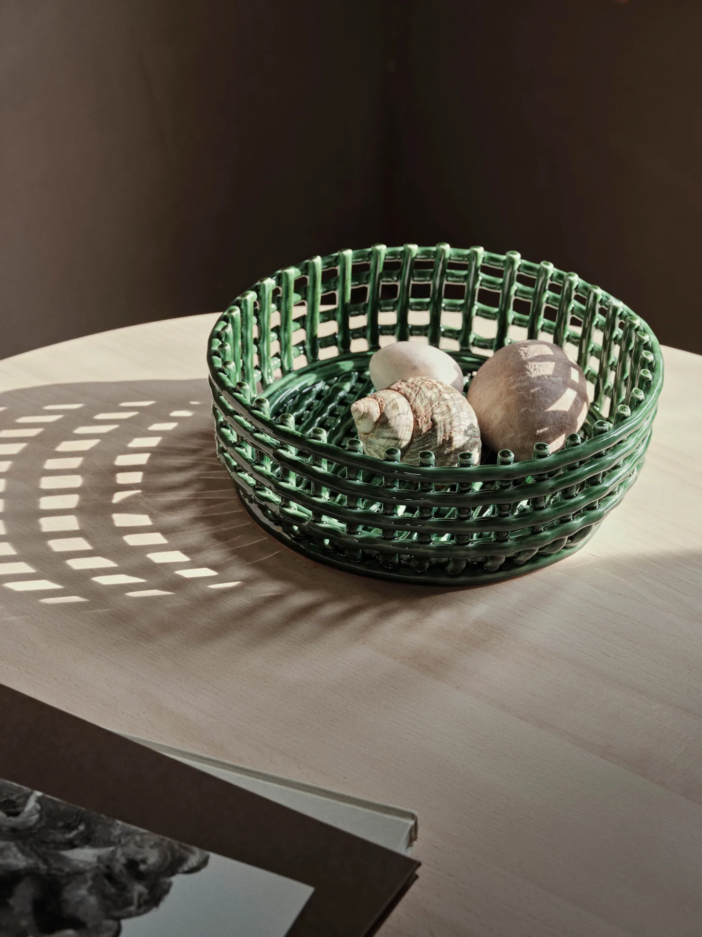 Ceramic flätad skål, Emerald Green Ferm Living