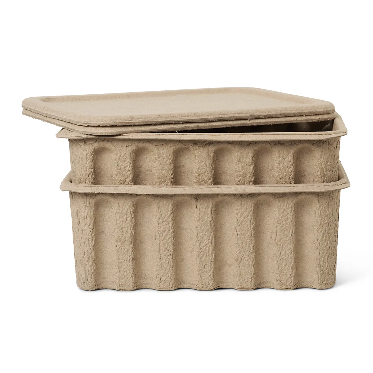 Ferm förvaringslåda med lock papper 2-pack, Brun Ferm Living