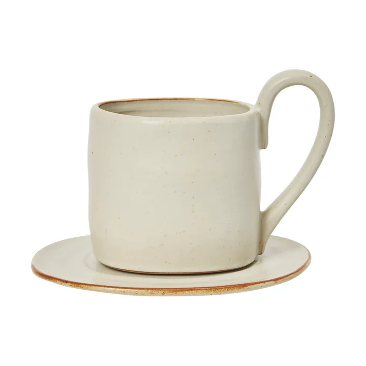 Flow mugg med fat 25 cl - Off-white speckle - Ferm Living