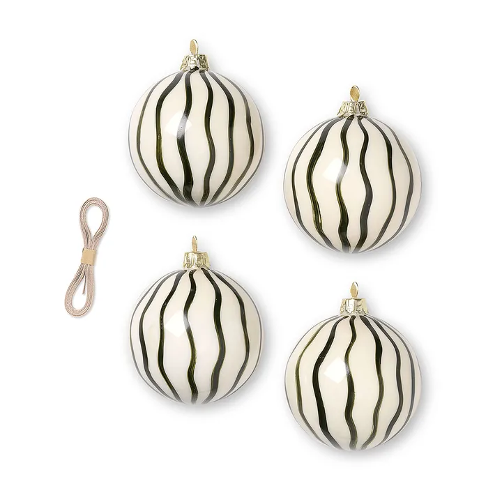 Lines julkulor Ø8 cm 4-pack - Grön - Ferm Living