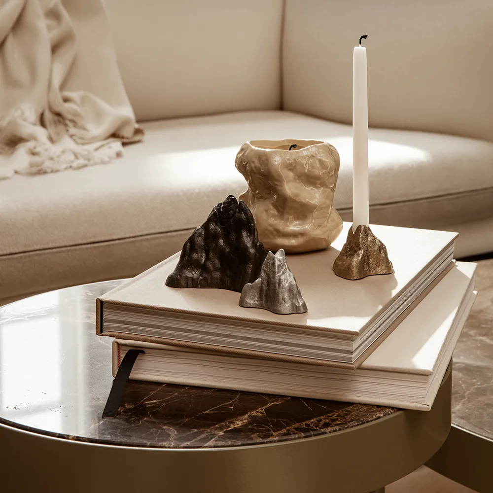 Marble Table soffbord, marmor svart, large, svart stativ Ferm Living