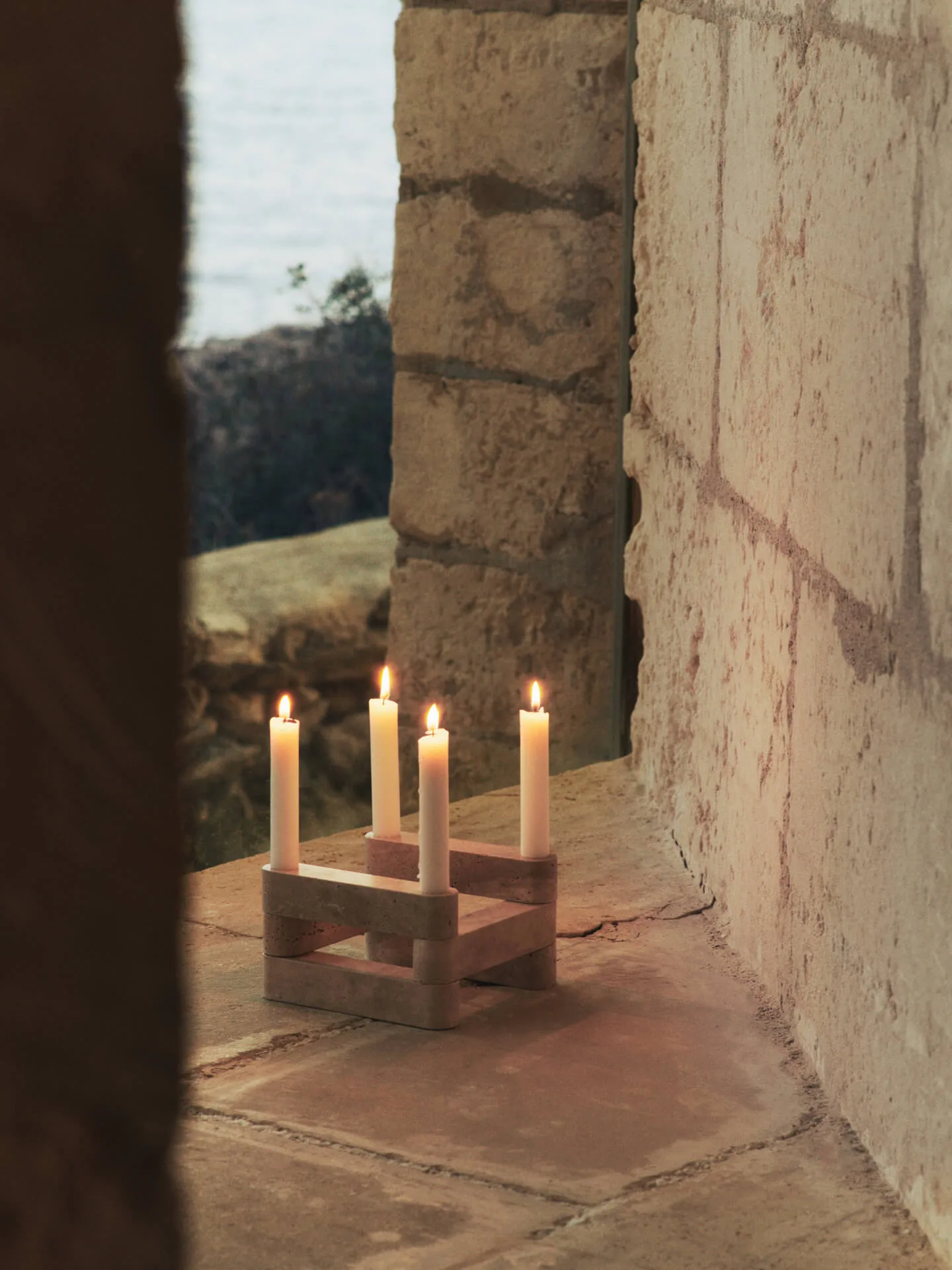 Newel modul ljusstake 6 delar, Travertine Ferm Living