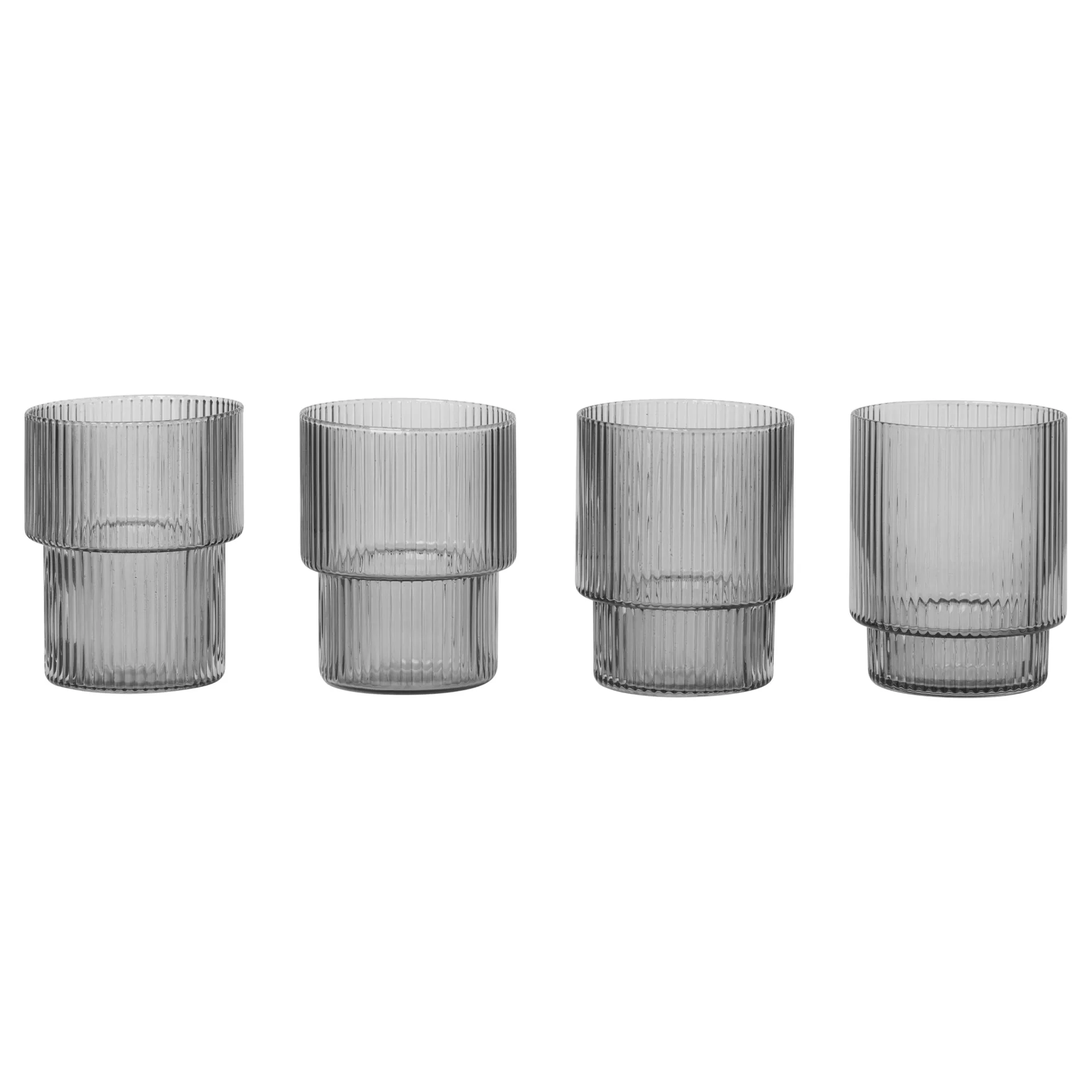 Ripple glas 4-pack, Smoked grey Ferm Living
