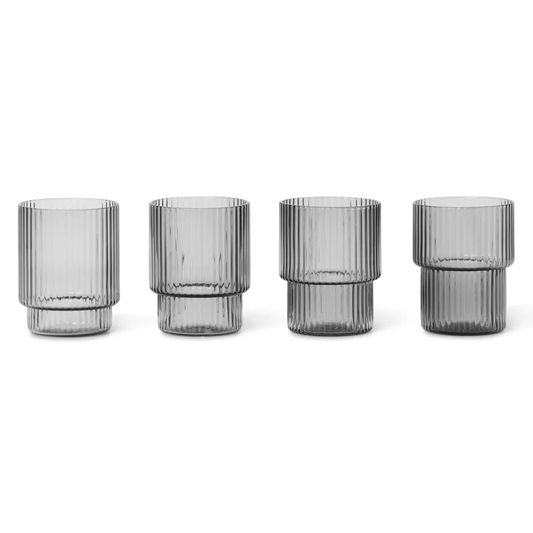 Ripple glas small 6 cl 4-pack, Smoked grey Ferm Living