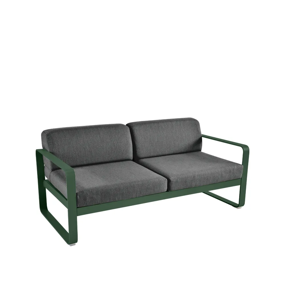 Bellevie 2-sits soffa, Cedar green (grön), graphite grey dyna Fermob