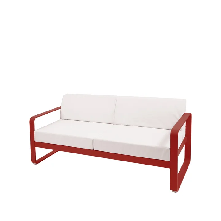 Bellevie 2-sits soffa - Chili (röd), off-white dyna - Fermob