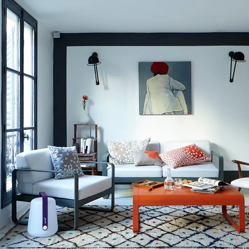 Bellevie 2-sits soffa, Rosemary (grön), off-white dyna Fermob