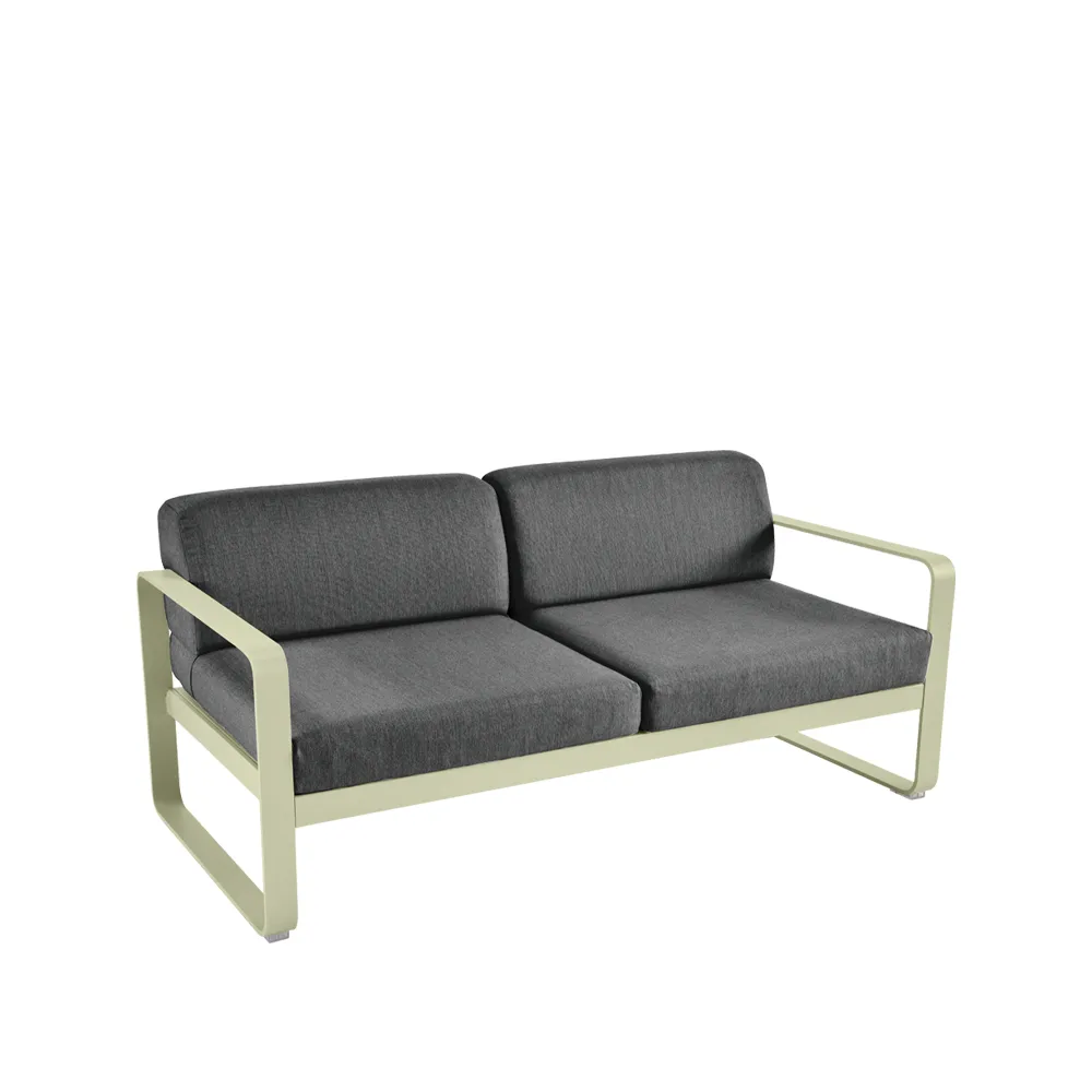 Bellevie 2-sits soffa, Willow green (grön), graphite grey dyna Fermob