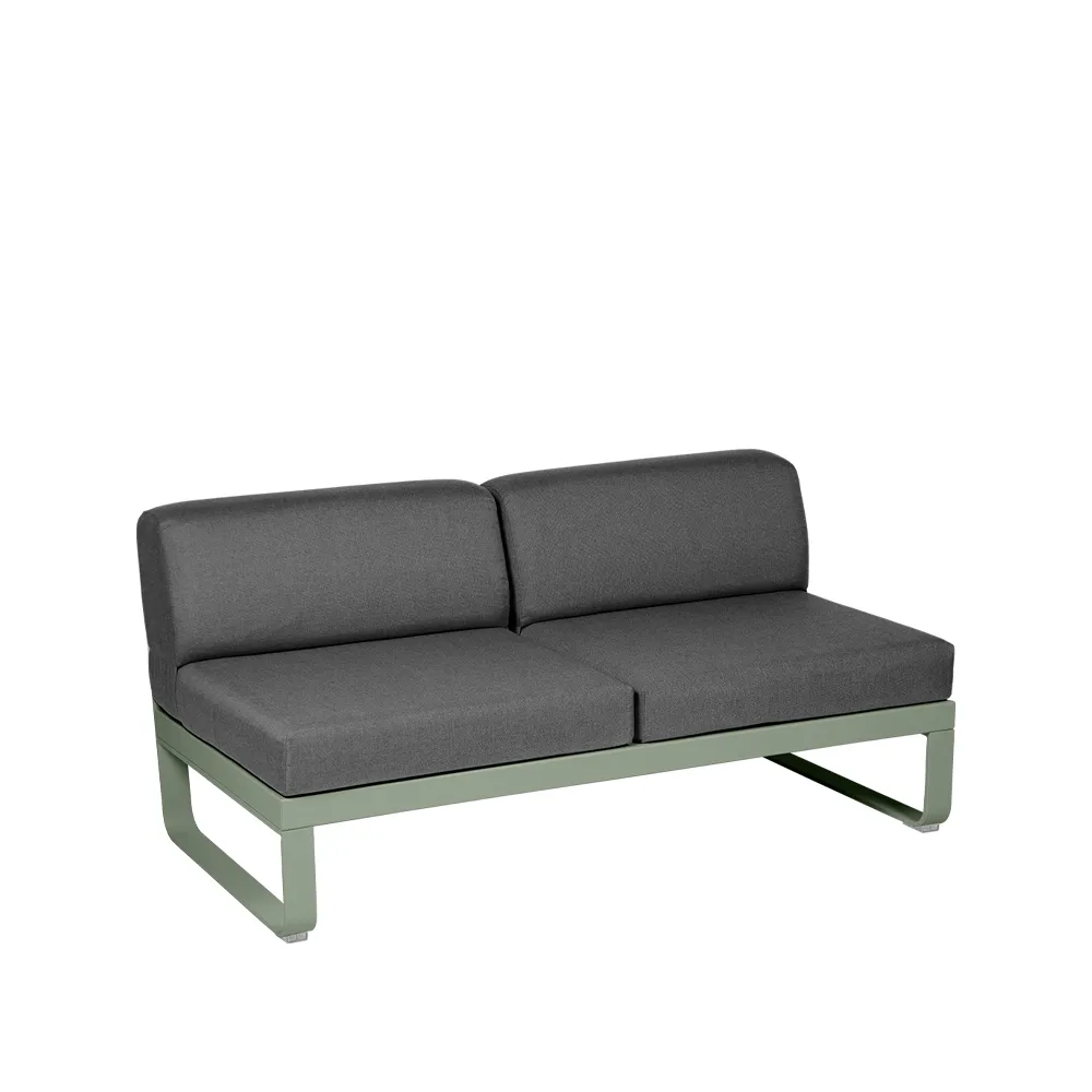 Bellevie Central modulsoffa, 2-sits Cactus (grön), graphite grey dyna Fermob