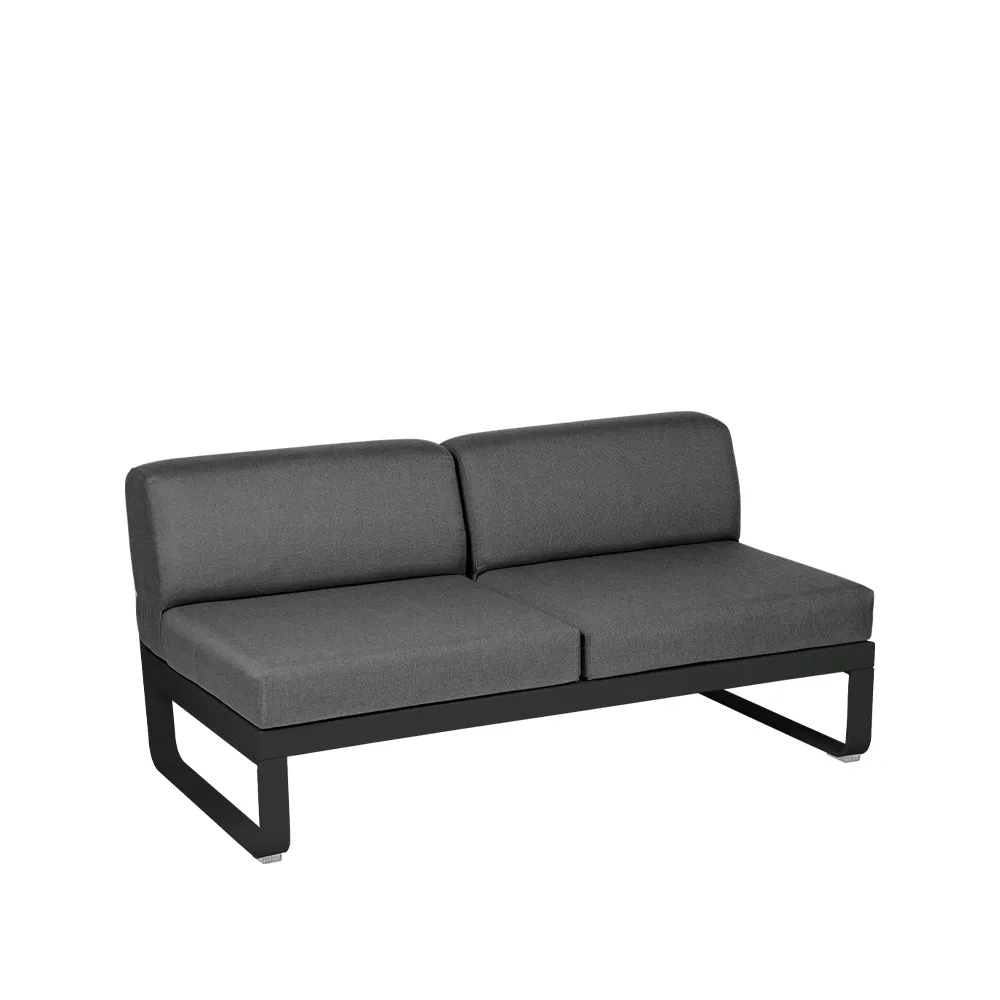 Bellevie Central modulsoffa, 2-sits Liquorice (svart), graphite grey dyna Fermob