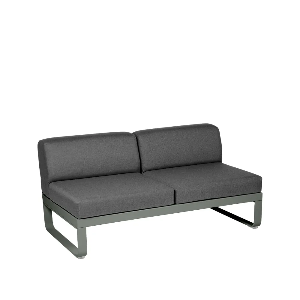 Bellevie Central modulsoffa, 2-sits Rosemary (grön), graphite grey dyna Fermob