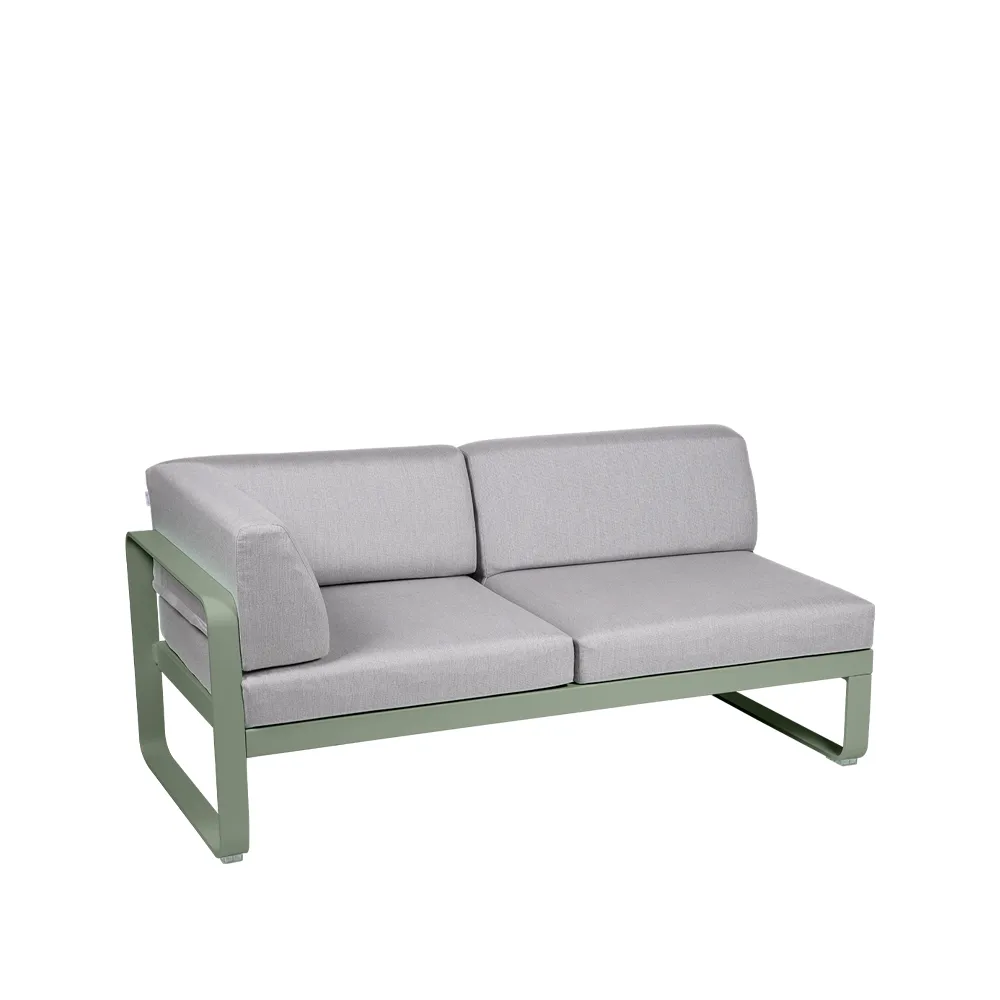 Bellevie Corner modulsoffa, 2-sits Cactus (grön), flannel grey dyna, vänster Fermob