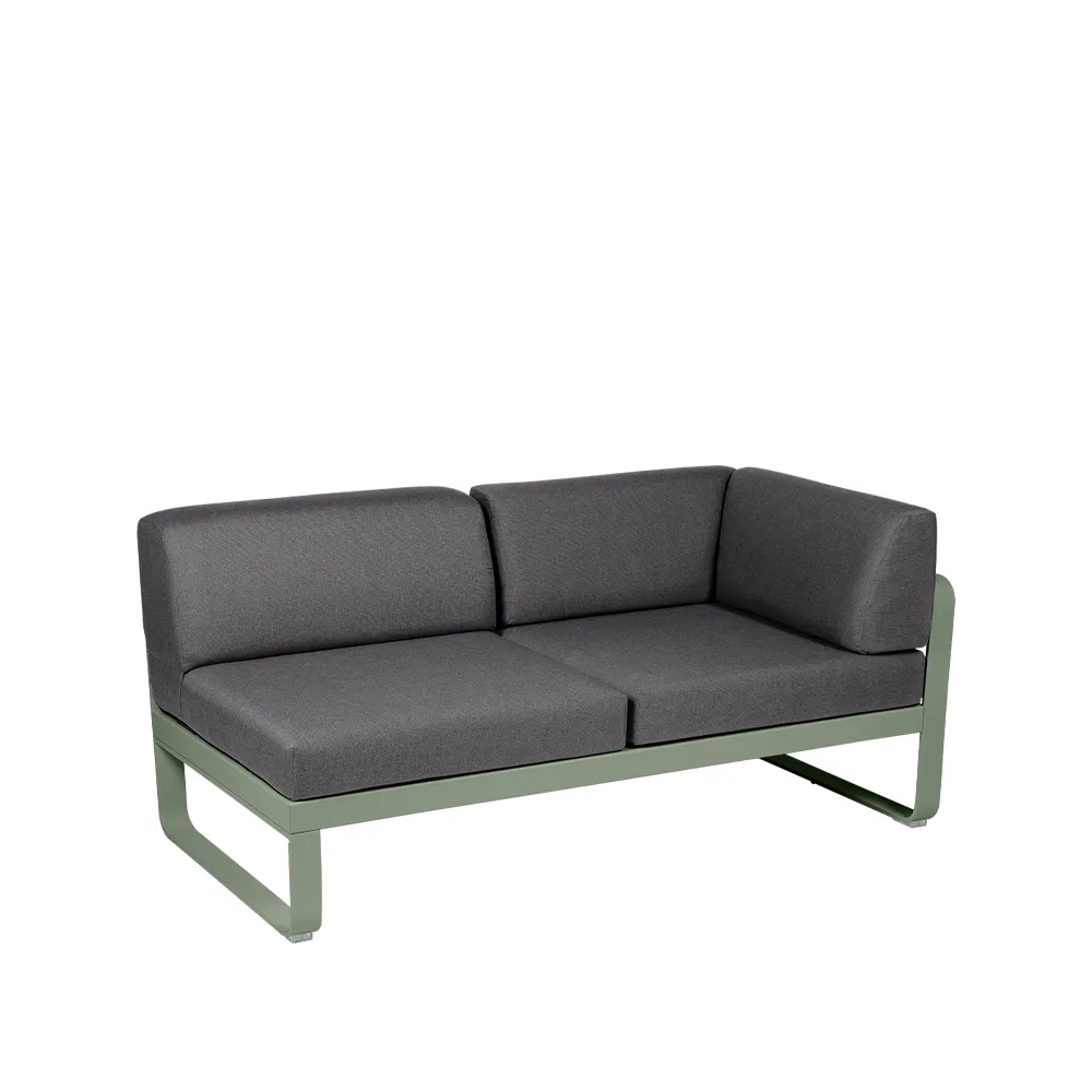 Bellevie Corner modulsoffa, 2-sits Cactus (grön), graphite grey dyna, höger Fermob