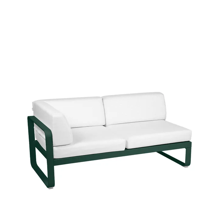 Bellevie Corner modulsoffa - 2-sits Cedar green (grön), offwhite dyna, vänster - Fermob