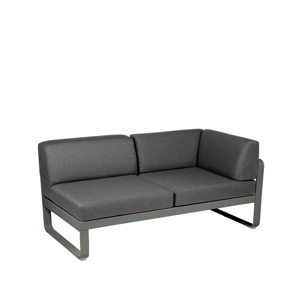 Bellevie Corner modulsoffa, 2-sits Rosemary (grön), graphite grey dyna, höger Fermob