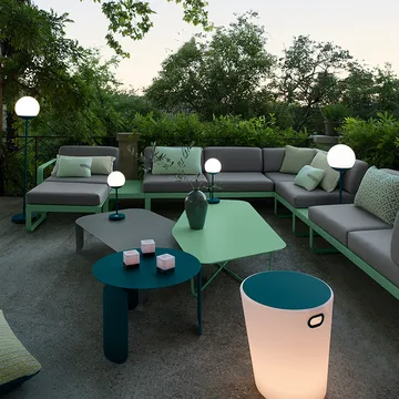 Bellevie Corner modulsoffa - 2-sits Rosemary (grön), graphite grey dyna, vänster - Fermob