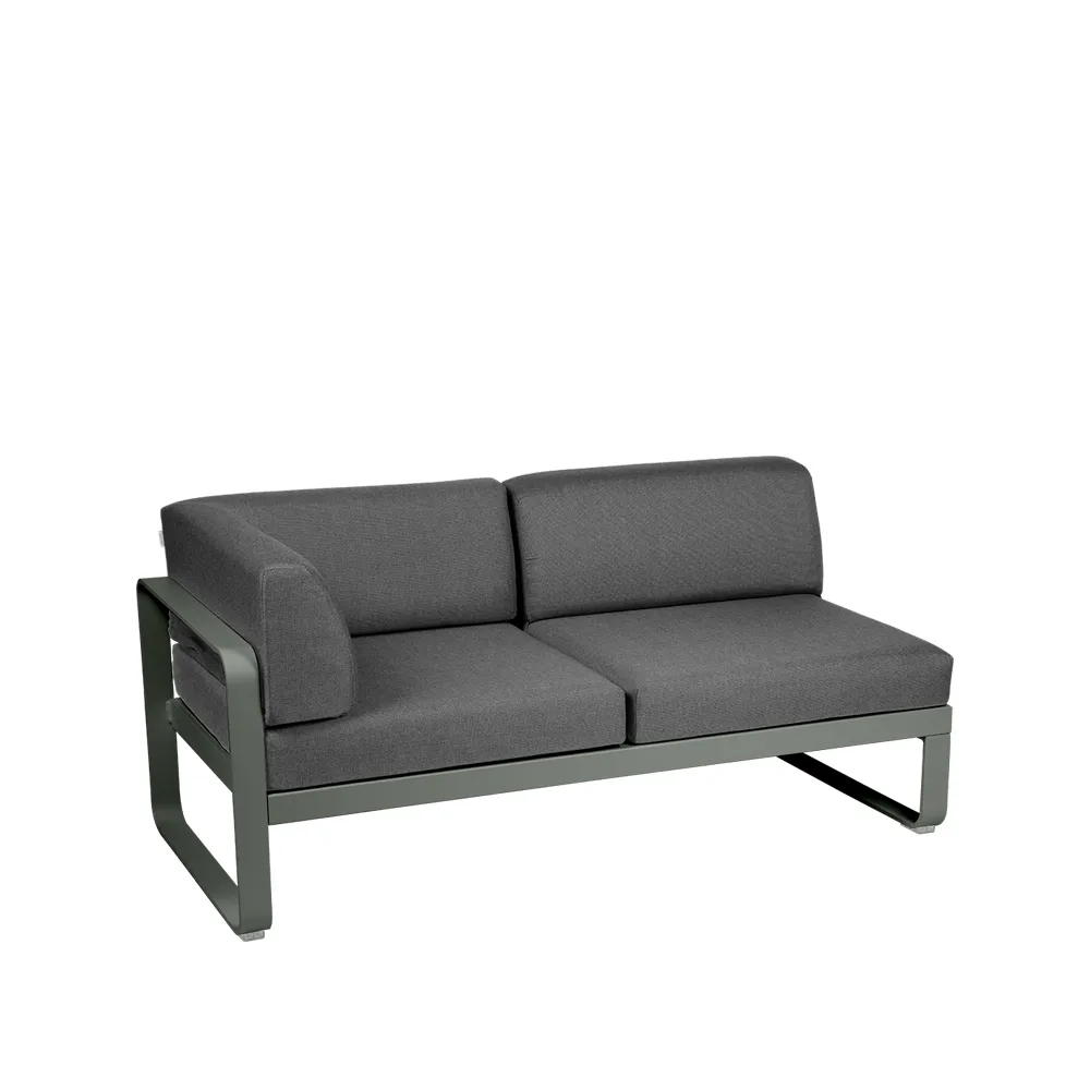 Bellevie Corner modulsoffa, 2-sits Rosemary (grön), graphite grey dyna, vänster Fermob