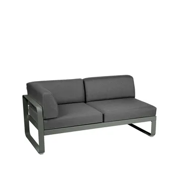 Bellevie Corner modulsoffa - 2-sits Rosemary (grön), graphite grey dyna, vänster - Fermob