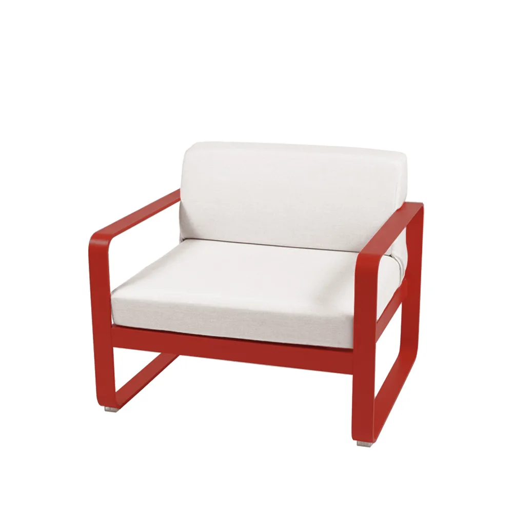 Bellevie fåtölj, Chili (röd), off-white dyna Fermob
