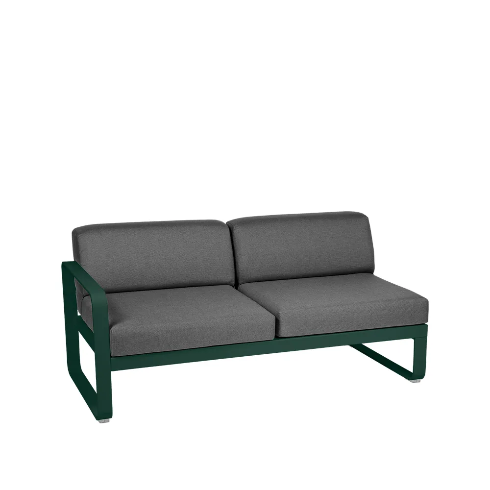 Bellevie Left modulsoffa, 2-sits Cedar green (grön), graphite grey dyna Fermob