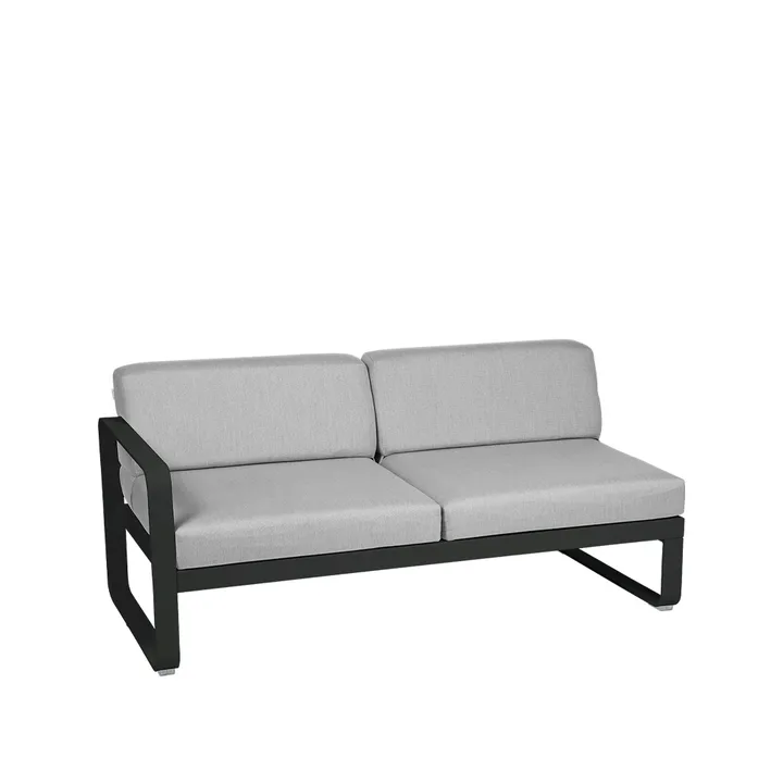 Bellevie Left modulsoffa - 2-sits Liquorice (svart), flannel grey dyna - Fermob