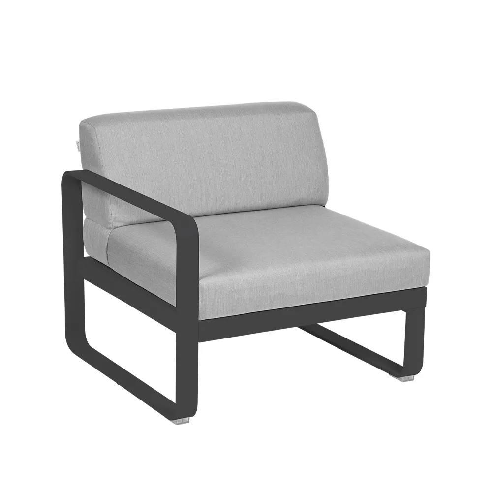 Bellevie Left modulsoffa, Anthracite (grå), flannel grey dyna, 1-sits Fermob