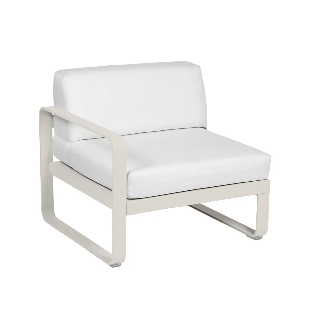 Bellevie Left modulsoffa, Clay grey (grå), off-white dyna, 1-sits Fermob