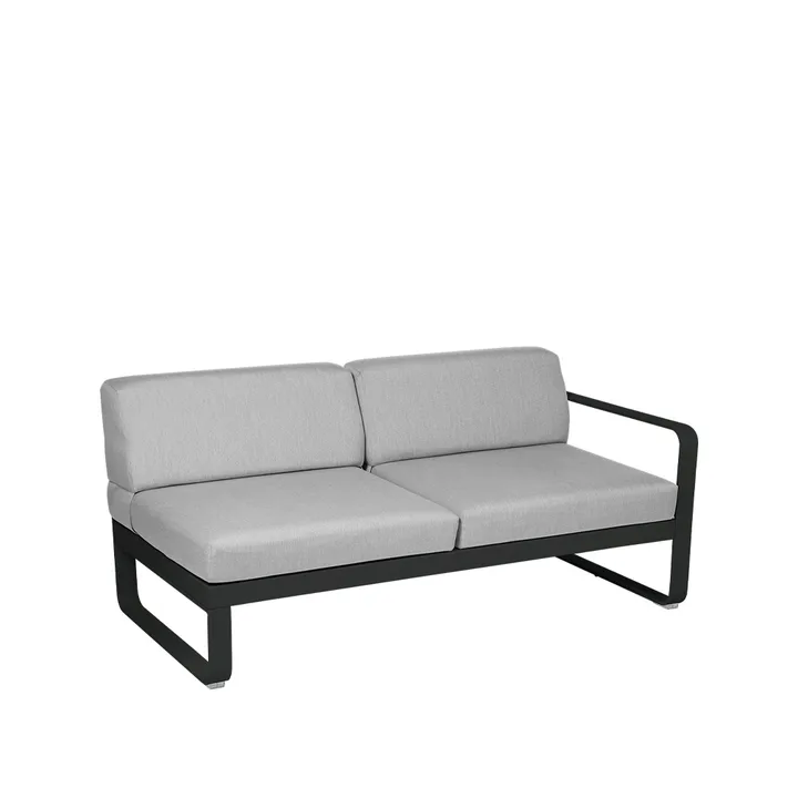 Bellevie Right modulsoffa - 2-sits Liquorice (svart), flannel grey dyna - Fermob