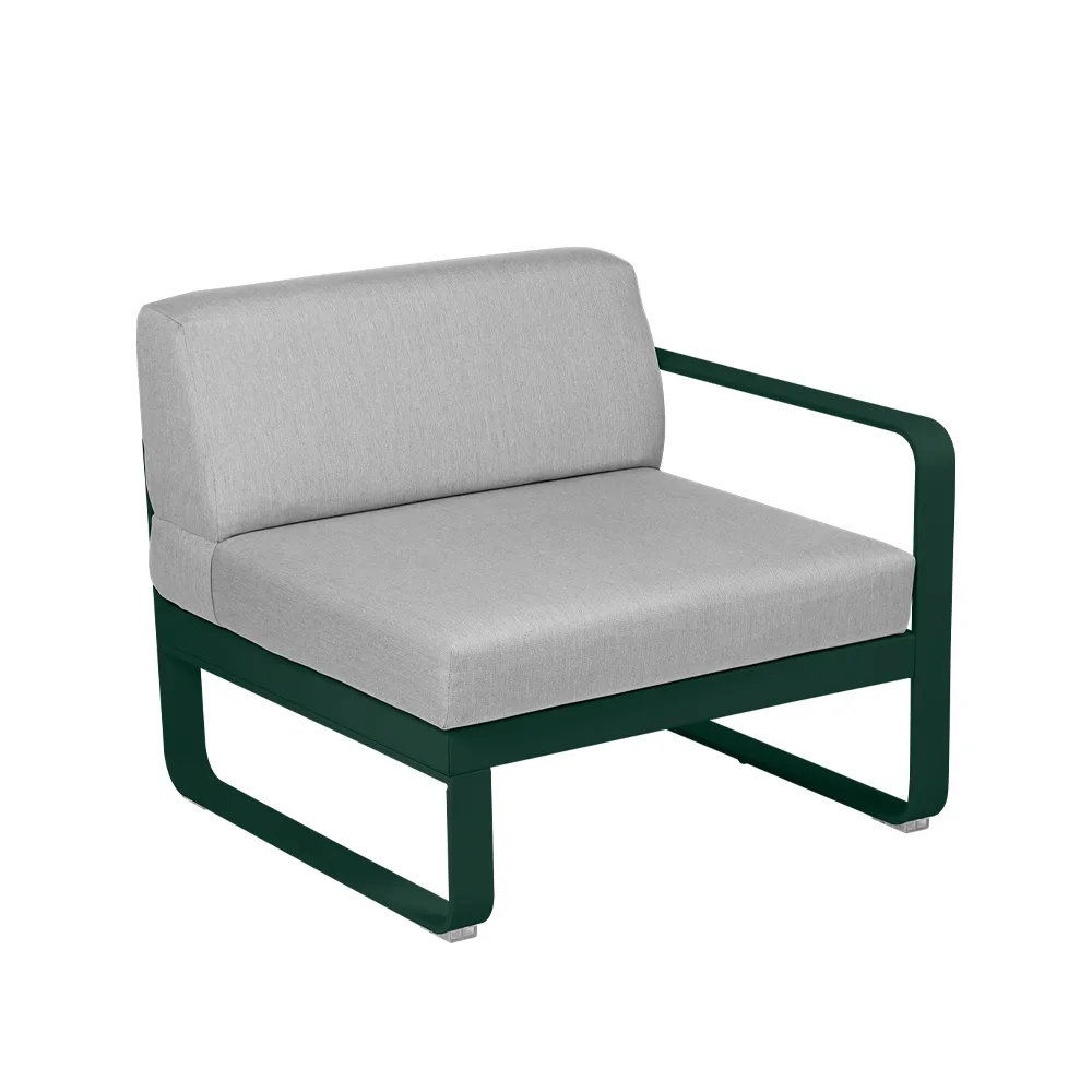Bellevie Right modulsoffa, Cedar green (grön), flannel grey dyna, 1-sits Fermob