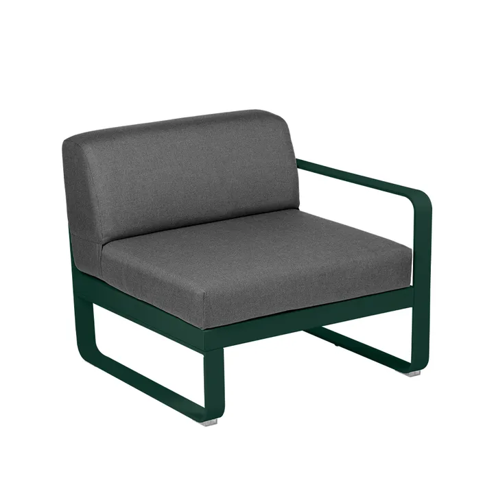Bellevie Right modulsoffa - Cedar green (grön), graphite grey dyna, 1-sits - Fermob