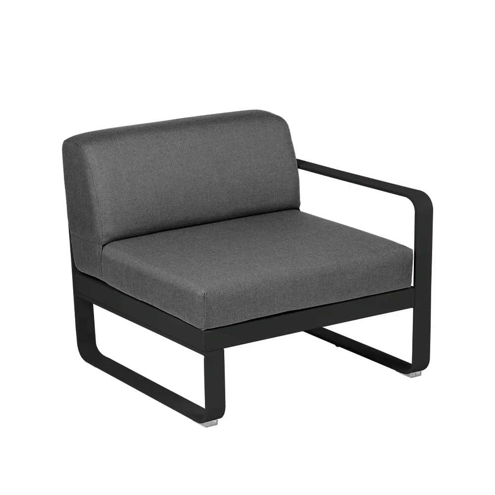 Bellevie Right modulsoffa, Liquorice (svart), graphite grey dyna, 1-sits Fermob