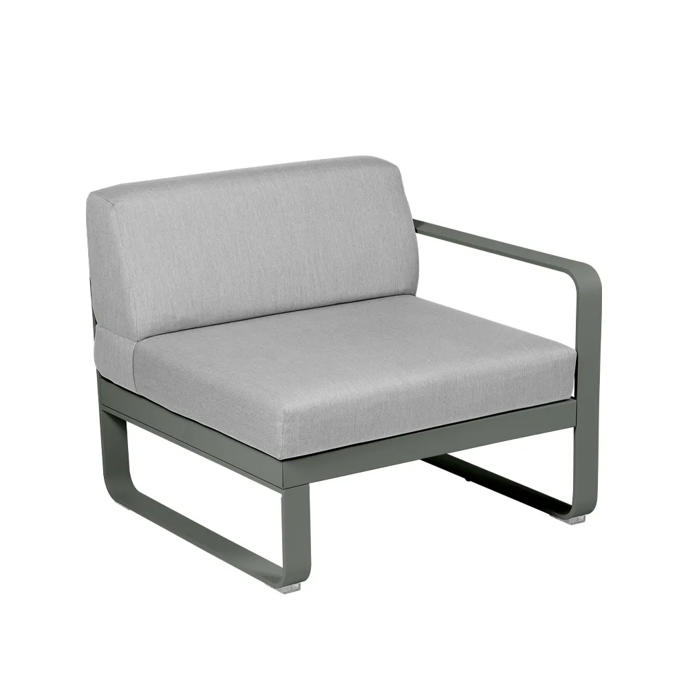 Bellevie Right modulsoffa, Rosemary (grön), flannel grey dyna, 1-sits Fermob