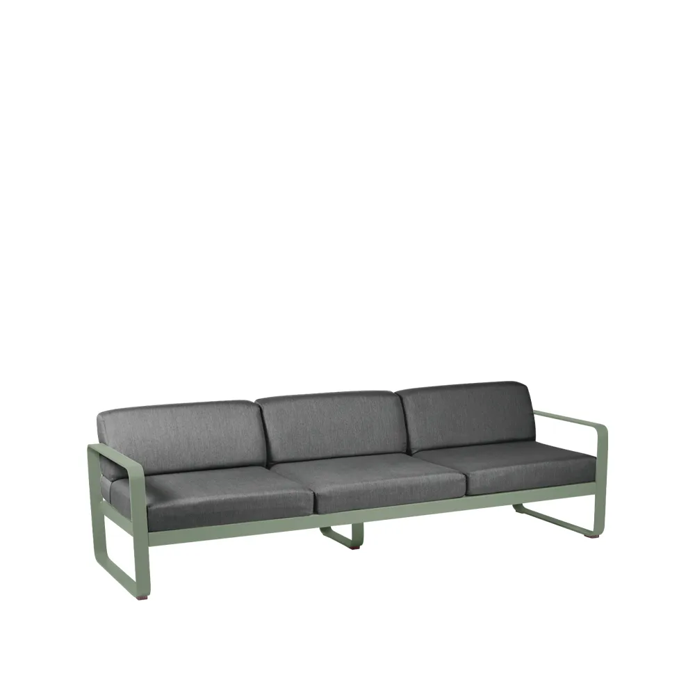 Bellevie soffa, 3-sits Cactus (grön), graphite grey dyna Fermob
