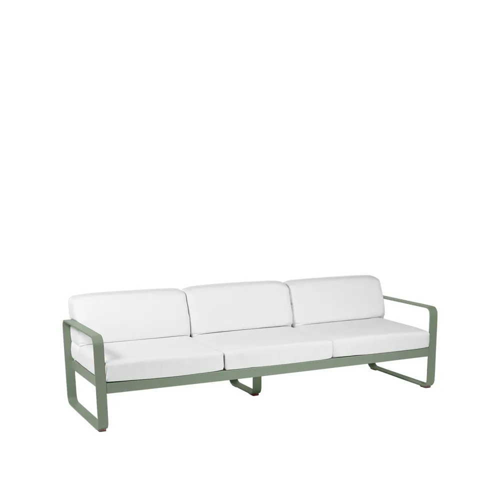 Bellevie soffa, 3-sits Cactus (grön), off-white dyna Fermob