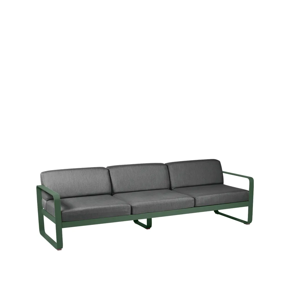 Bellevie soffa, 3-sits Cedar green (grön), graphite grey dyna Fermob