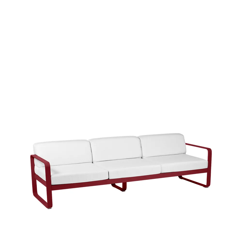 Bellevie soffa, 3-sits Chili (röd), off-white dyna Fermob