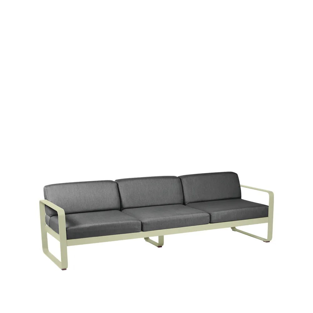 Bellevie soffa, 3-sits Willow green (grön), graphite grey dyna Fermob