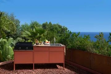 Goosto The Gourmet utekök med diskho - Red ochre (röd) - Fermob