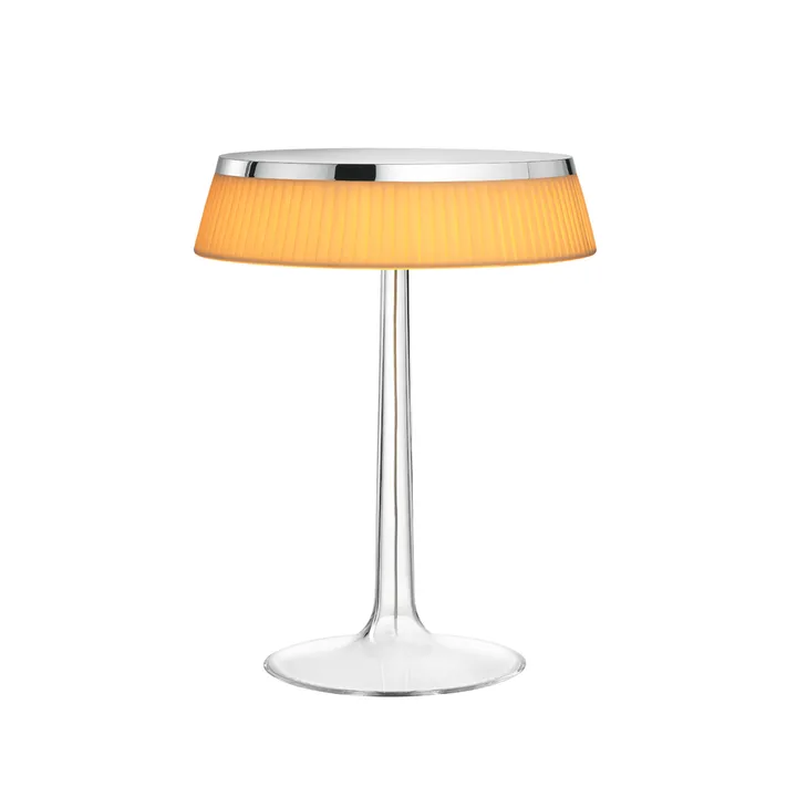 Bon Jour T bordslampa - Chrome-soft tyg skärm - Flos