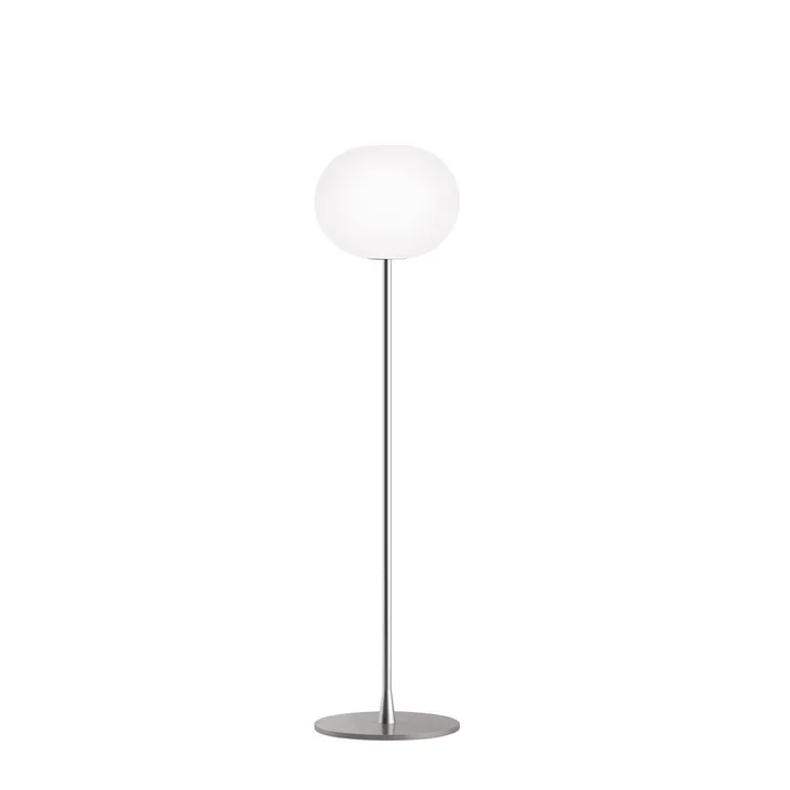 Glo-ball F1 golvlampa - Vitt opalglas-matt silverstativ - Flos