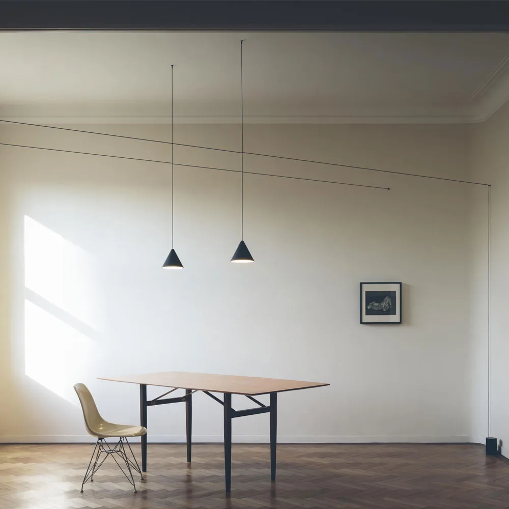 String Light Cone pendel, Svart, 12 m kabel Flos
