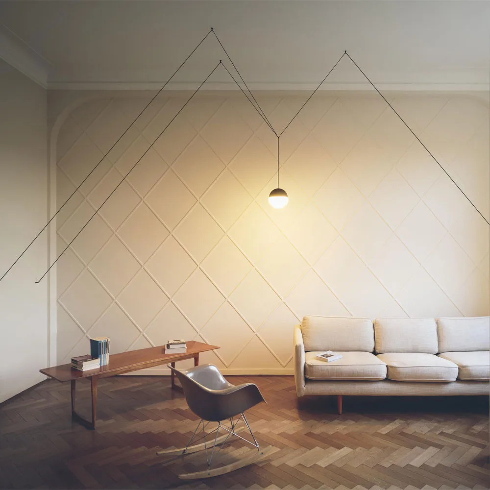 String Light Sphere pendel, Vit, 22 m kabel Flos